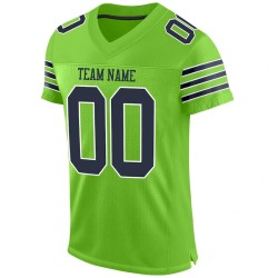 Custom Neon Green Navy-White Mesh Authentic Football Jersey Custom Neon Green Navy-White Mesh Authentic Football Jersey
