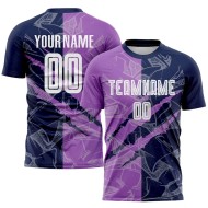 Custom Graffiti Pattern Medium Purple-Navy Scratch Sublimation Soccer Uniform Jersey