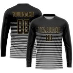 Custom Black Black-Old Gold Sublimation Soccer Uniform Jersey