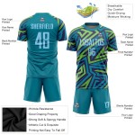Custom Teal Light Blue-Kelly Green Sublimation Soccer Uniform Jersey