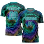 Custom Tie Dye Teal-White Sublimation Soccer Uniform Jersey Custom Tie Dye Teal-White Sublimation Soccer Uniform Jersey