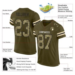 Custom Olive Camo-Black Mesh Authentic Salute To Service Football Jersey Custom Olive Camo-Black Mesh Authentic Salute To Service Football Jersey