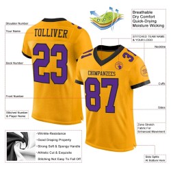 Custom Gold Purple-Black Mesh Authentic Football Jersey Custom Gold Purple-Black Mesh Authentic Football Jersey