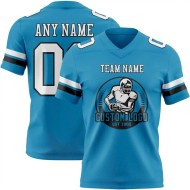 Custom Panther Blue White-Black Mesh Authentic Football Jersey