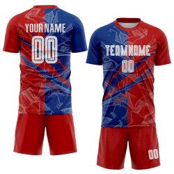 Custom Graffiti Pattern Red-Royal USA Scratch Sublimation Soccer Uniform Jersey Custom Graffiti Pattern Red-Royal USA Scratch Sublimation Soccer Uniform Jersey