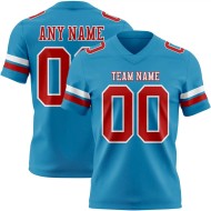 Custom Panther Blue Red-White Mesh Authentic Football Jersey