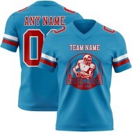 Custom Panther Blue Red-White Mesh Authentic Football Jersey