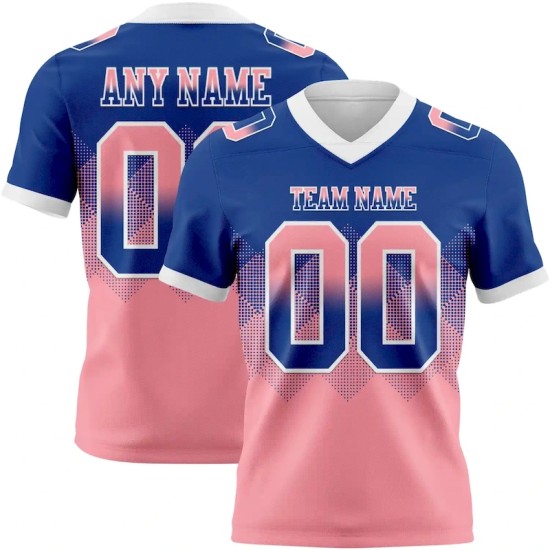 Custom Royal Medium Pink-White Mesh Authentic Gradient Square Shape Flag Football Jersey Custom Royal Medium Pink-White Mesh Authentic Gradient Square Shape Flag Football Jersey