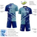 Custom Graffiti Pattern Shadow Blue-Royal Scratch Sublimation Soccer Uniform Jersey