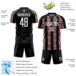 Custom Black White-Medium Pink Abstract Shape Sublimation Soccer Uniform Jersey Custom Black White-Medium Pink Abstract Shape Sublimation Soccer Uniform Jersey