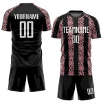 Custom Black White-Medium Pink Abstract Shape Sublimation Soccer Uniform Jersey Custom Black White-Medium Pink Abstract Shape Sublimation Soccer Uniform Jersey