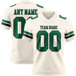Custom Cream Kelly Green-Black Mesh Authentic Football Jersey