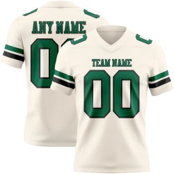 Custom Cream Kelly Green-Black Mesh Authentic Football Jersey