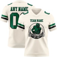 Custom Cream Kelly Green-Black Mesh Authentic Football Jersey