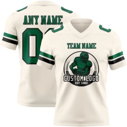 Custom Cream Kelly Green-Black Mesh Authentic Football Jersey Custom Cream Kelly Green-Black Mesh Authentic Football Jersey