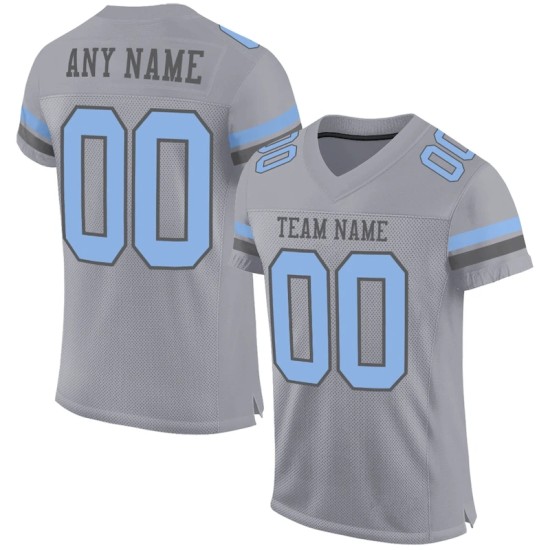 Custom Gray Light Blue-Steel Gray Mesh Authentic Football Jersey Custom Gray Light Blue-Steel Gray Mesh Authentic Football Jersey