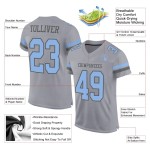 Custom Gray Light Blue-Steel Gray Mesh Authentic Football Jersey Custom Gray Light Blue-Steel Gray Mesh Authentic Football Jersey