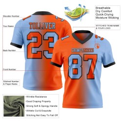 Custom Light Blue Orange-Black Mesh Authentic Gradient Fashion Football Jersey Custom Light Blue Orange-Black Mesh Authentic Gradient Fashion Football Jersey