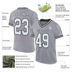 Custom Gray White-Black Mesh Authentic Throwback Football Jersey Custom Gray White-Black Mesh Authentic Throwback Football Jersey