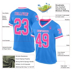 Custom Powder Blue Pink-White Mesh Authentic Throwback Football Jersey Custom Powder Blue Pink-White Mesh Authentic Throwback Football Jersey