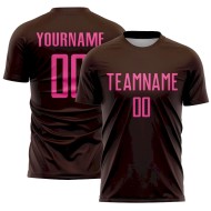 Custom Brown Pink Sublimation Soccer Uniform Jersey