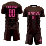 Custom Brown Pink Sublimation Soccer Uniform Jersey