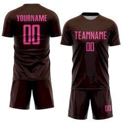 Custom Brown Pink Sublimation Soccer Uniform Jersey Custom Brown Pink Sublimation Soccer Uniform Jersey