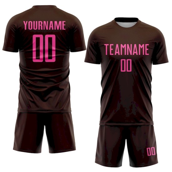 Custom Brown Pink Sublimation Soccer Uniform Jersey