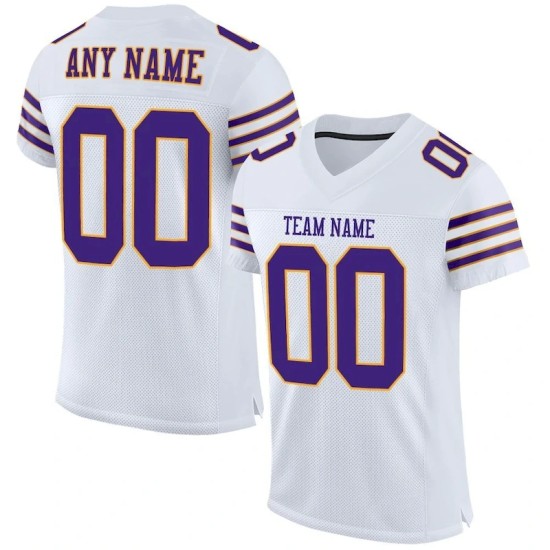 Custom White Purple-Gold Mesh Authentic Football Jersey Custom White Purple-Gold Mesh Authentic Football Jersey
