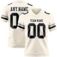 Custom Cream Black-Gray Mesh Authentic Football Jersey