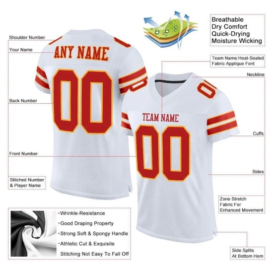 Custom White Scarlet-Gold Mesh Authentic Football Jersey Custom White Scarlet-Gold Mesh Authentic Football Jersey