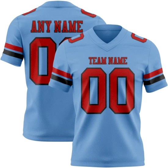 Custom Light Blue Red-Black Mesh Authentic Football Jersey Custom Light Blue Red-Black Mesh Authentic Football Jersey