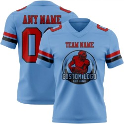 Custom Light Blue Red-Black Mesh Authentic Football Jersey Custom Light Blue Red-Black Mesh Authentic Football Jersey