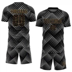 Custom Black Black-Old Gold Sublimation Soccer Uniform Jersey Custom Black Black-Old Gold Sublimation Soccer Uniform Jersey
