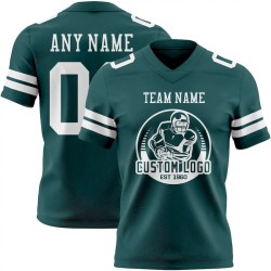 Custom Midnight Green White Mesh Authentic Football Jersey Custom Midnight Green White Mesh Authentic Football Jersey