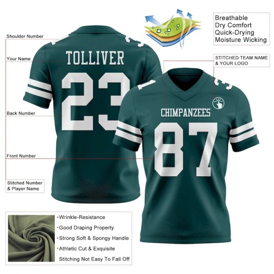Custom Midnight Green White Mesh Authentic Football Jersey
