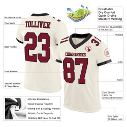 Custom Cream Crimson-Black Mesh Authentic Football Jersey Custom Cream Crimson-Black Mesh Authentic Football Jersey