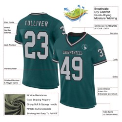 Custom Midnight Green Gray-Black Mesh Authentic Throwback Football Jersey Custom Midnight Green Gray-Black Mesh Authentic Throwback Football Jersey