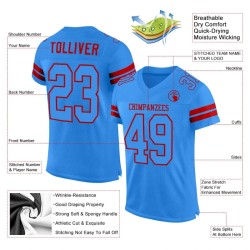 Custom Powder Blue Powder Blue-Red Mesh Authentic Football Jersey Custom Powder Blue Powder Blue-Red Mesh Authentic Football Jersey
