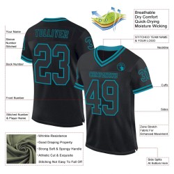 Custom Black Teal Mesh Authentic Throwback Football Jersey Custom Black Teal Mesh Authentic Throwback Football Jersey