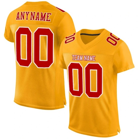 Custom Gold Red-White Mesh Authentic Football Jersey Custom Gold Red-White Mesh Authentic Football Jersey