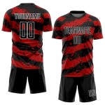 Custom Black Red-White Splash Sublimation Soccer Uniform Jersey Custom Black Red-White Splash Sublimation Soccer Uniform Jersey