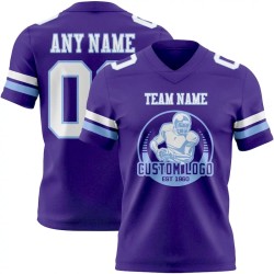 Custom Purple White-Light Blue Mesh Authentic Football Jersey