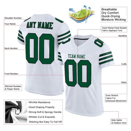 Custom White Grass Green-Black Mesh Authentic Football Jersey Custom White Grass Green-Black Mesh Authentic Football Jersey