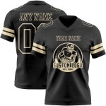 Custom Black Cream Mesh Authentic Football Jersey