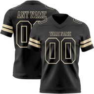 Custom Black Cream Mesh Authentic Football Jersey