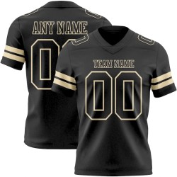 Custom Black Cream Mesh Authentic Football Jersey