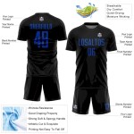 Custom Black Thunder Blue Sublimation Soccer Uniform Jersey