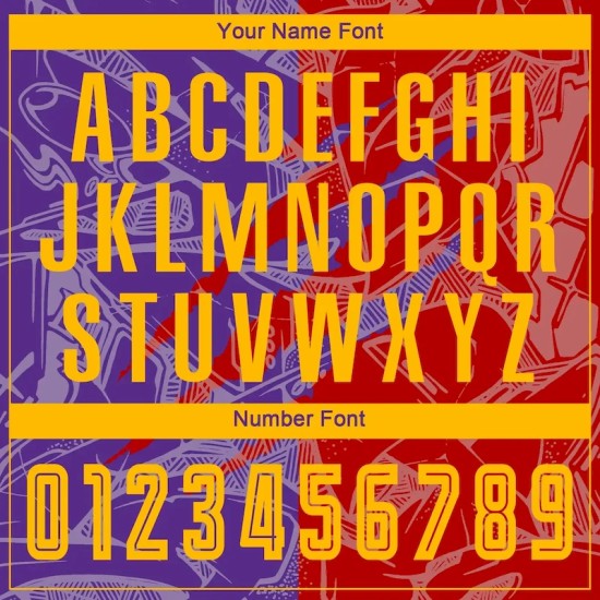 Custom Graffiti Pattern Yellow Red-Purple Scratch Sublimation Soccer Uniform Jersey Custom Graffiti Pattern Yellow Red-Purple Scratch Sublimation Soccer Uniform Jersey