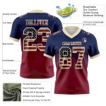 Custom Navy Vintage USA Flag Crimson-Cream Mesh Authentic Gradient Square Shape Flag Football Jersey